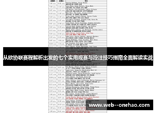 从欧协联赛程解析出发的七个实用观赛与投注技巧指南全面解读实战